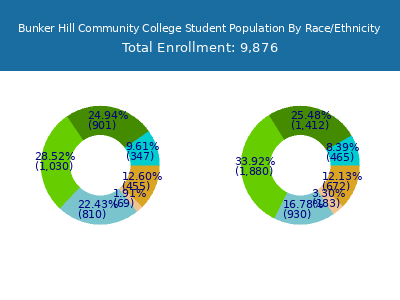 Bunker Hill Community College 2025 Student Population by Gender and Race chart