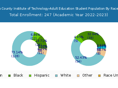 Burlington County Institute of Technology-Adult Education 2023 Student Population by Gender and Race chart