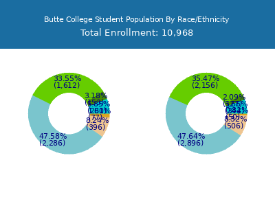 Butte College 2025 Student Population by Gender and Race chart