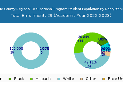 Butte County Regional Occupational Program 2023 Student Population by Gender and Race chart