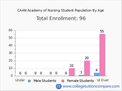 CAAN Academy of Nursing 2024 Student Population by Age chart