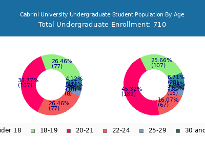 Cabrini University 2024 Undergraduate Enrollment Age Diversity Pie chart