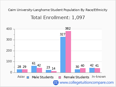 Cairn University-Langhorne 2025 Student Population by Gender and Race chart
