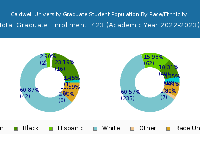 Caldwell University 2023 Graduate Enrollment by Gender and Race chart