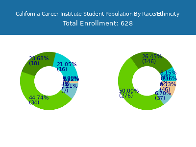 California Career Institute 2025 Student Population by Gender and Race chart