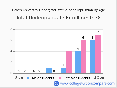 Haven University 2024 Undergraduate Enrollment by Age chart