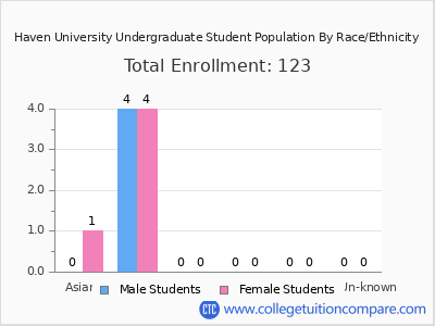 Haven University 2025 Undergraduate Enrollment by Gender and Race chart