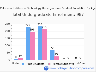 California Institute of Technology 2025 Undergraduate Enrollment by Age chart