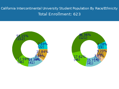 California Intercontinental University 2025 Student Population by Gender and Race chart