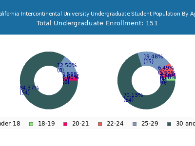 California Intercontinental University 2024 Undergraduate Enrollment Age Diversity Pie chart