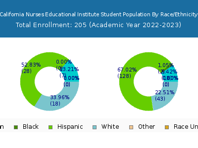 California Nurses Educational Institute 2023 Student Population by Gender and Race chart