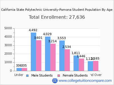 California State Polytechnic University-Pomona 2025 Student Population by Age chart