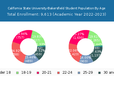California State University-Bakersfield 2023 Student Population Age Diversity Pie chart
