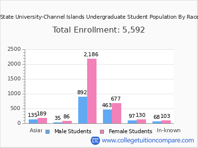 California State University-Channel Islands 2025 Undergraduate Enrollment by Gender and Race chart