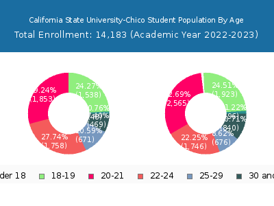 California State University-Chico 2023 Student Population Age Diversity Pie chart