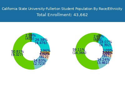 California State University-Fullerton 2025 Student Population by Gender and Race chart