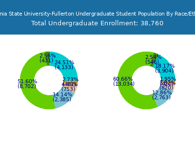 California State University-Fullerton 2025 Undergraduate Enrollment by Gender and Race chart