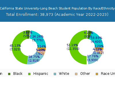 California State University-Long Beach 2023 Student Population by Gender and Race chart