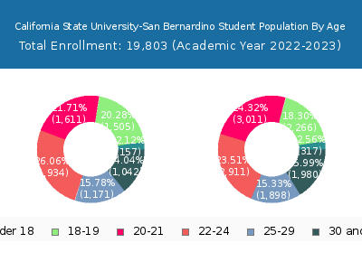 California State University-San Bernardino 2023 Student Population Age Diversity Pie chart