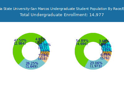 California State University-San Marcos 2025 Undergraduate Enrollment by Gender and Race chart