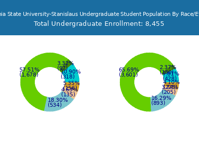 California State University-Stanislaus 2025 Undergraduate Enrollment by Gender and Race chart
