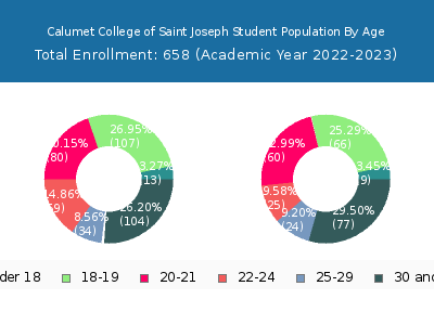 Calumet College of Saint Joseph 2023 Student Population Age Diversity Pie chart