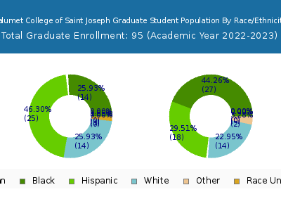 Calumet College of Saint Joseph 2023 Graduate Enrollment by Gender and Race chart