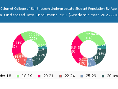 Calumet College of Saint Joseph 2023 Undergraduate Enrollment Age Diversity Pie chart