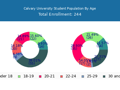 Calvary University 2024 Student Population Age Diversity Pie chart
