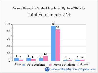 Calvary University 2025 Student Population by Gender and Race chart
