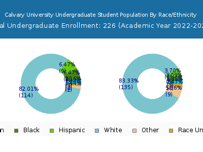 Calvary University 2023 Undergraduate Enrollment by Gender and Race chart