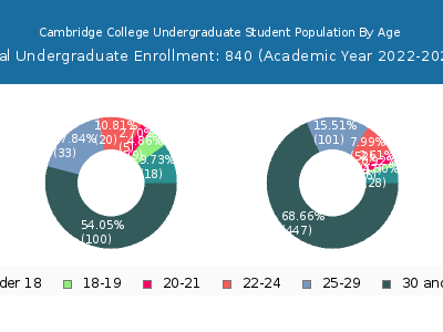 Cambridge College 2023 Undergraduate Enrollment Age Diversity Pie chart