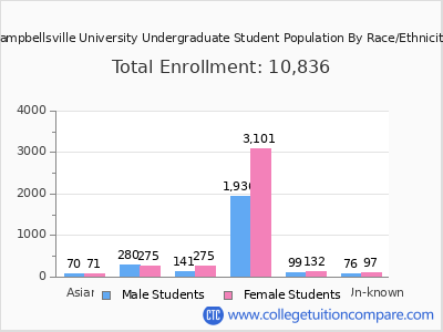 Campbellsville University 2025 Undergraduate Enrollment by Gender and Race chart