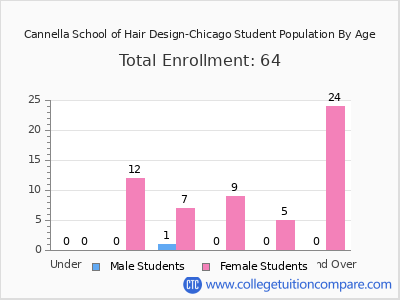 Cannella School of Hair Design-Chicago 2024 Student Population by Age chart