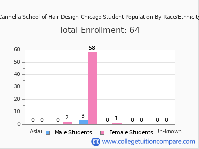 Cannella School of Hair Design-Chicago 2025 Student Population by Gender and Race chart