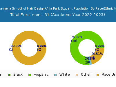 Cannella School of Hair Design-Villa Park 2023 Student Population by Gender and Race chart