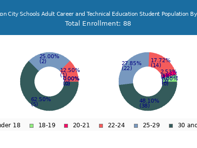Canton City Schools Adult Career and Technical Education 2024 Student Population Age Diversity Pie chart