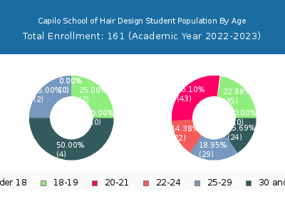 Capilo School of Hair Design 2023 Student Population Age Diversity Pie chart