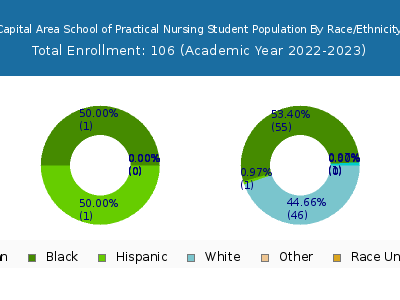 Capital Area School of Practical Nursing 2023 Student Population by Gender and Race chart