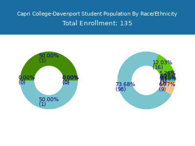 Capri College-Davenport 2025 Student Population by Gender and Race chart