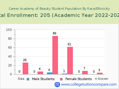 Career Academy of Beauty 2023 Student Population by Gender and Race chart