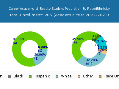 Career Academy of Beauty 2023 Student Population by Gender and Race chart