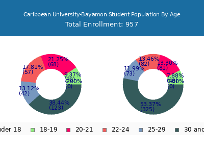Caribbean University-Bayamon 2024 Student Population Age Diversity Pie chart