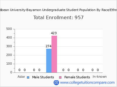 Caribbean University-Bayamon 2025 Undergraduate Enrollment by Gender and Race chart