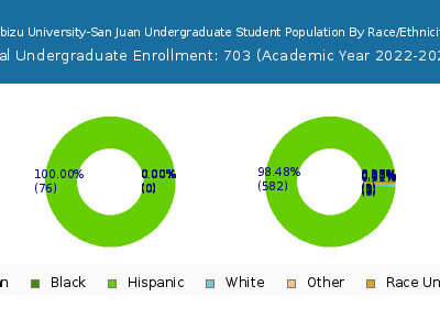 Albizu University-San Juan 2023 Undergraduate Enrollment by Gender and Race chart