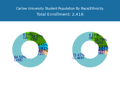 Carlow University 2025 Student Population by Gender and Race chart