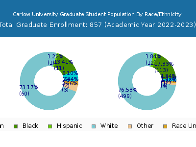 Carlow University 2023 Graduate Enrollment by Gender and Race chart