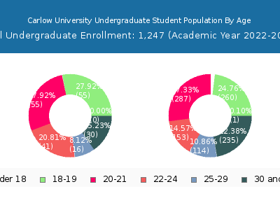 Carlow University 2023 Undergraduate Enrollment Age Diversity Pie chart