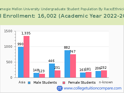 Carnegie Mellon University 2023 Undergraduate Enrollment by Gender and Race chart