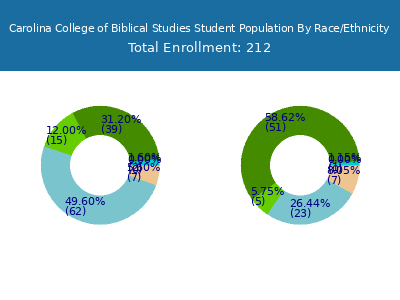 Carolina College of Biblical Studies 2025 Student Population by Gender and Race chart